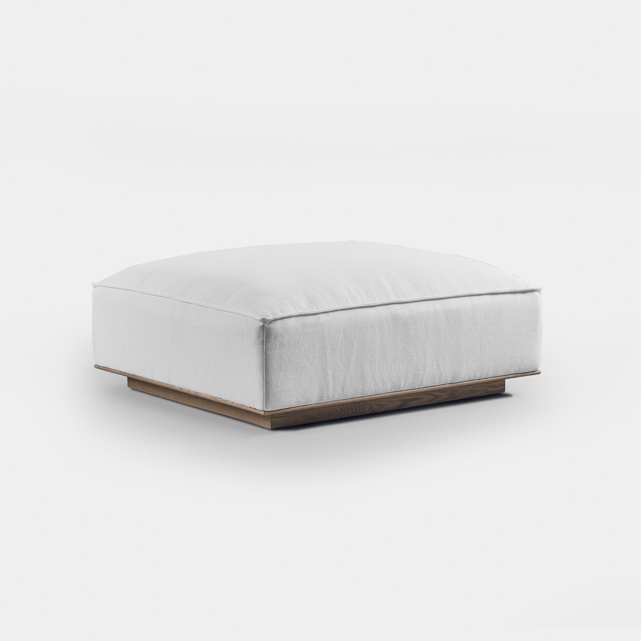 Harbour Santorini Ottoman - Oak Natural, Harbour Belgian Linen Smoke