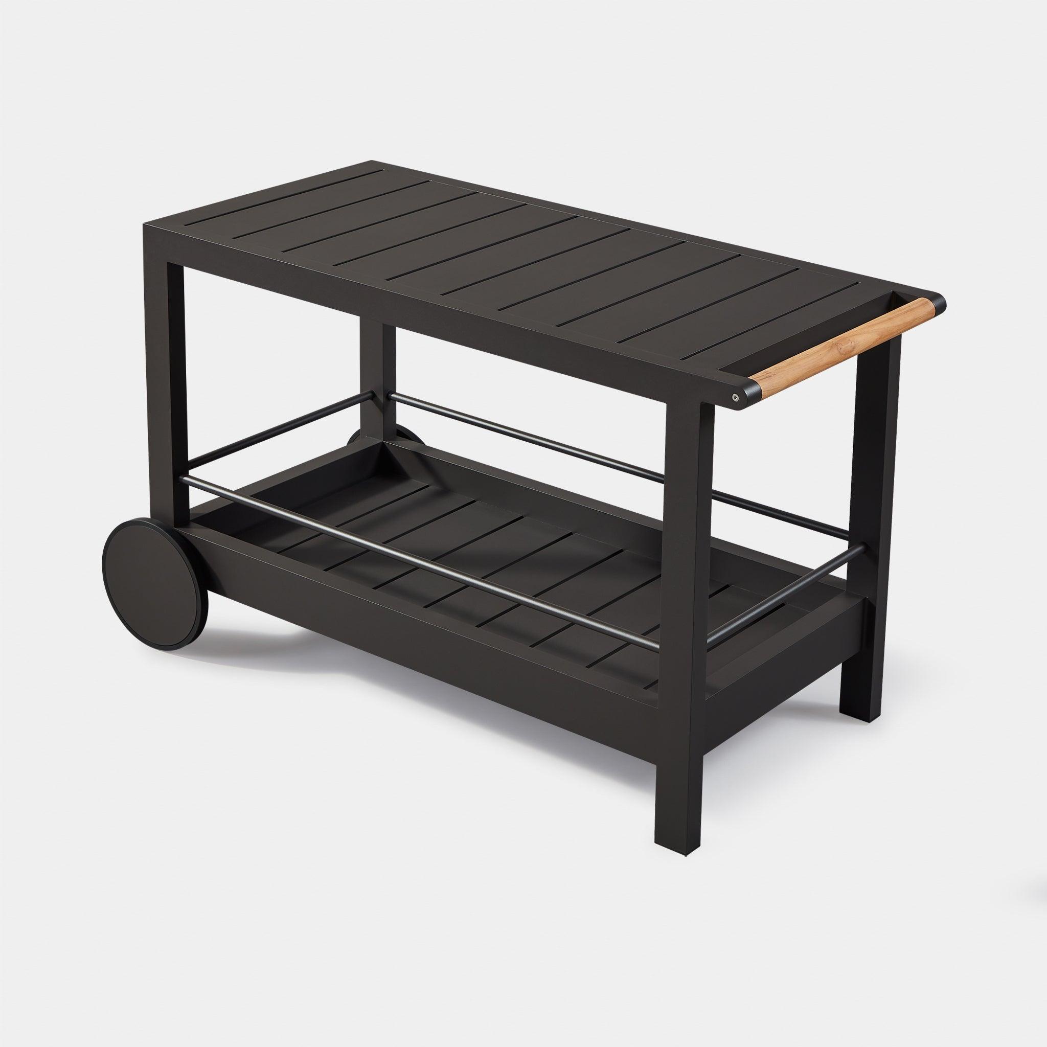 Harbour Tavola Aluminum Slatted Bar Cart - Aluminum White