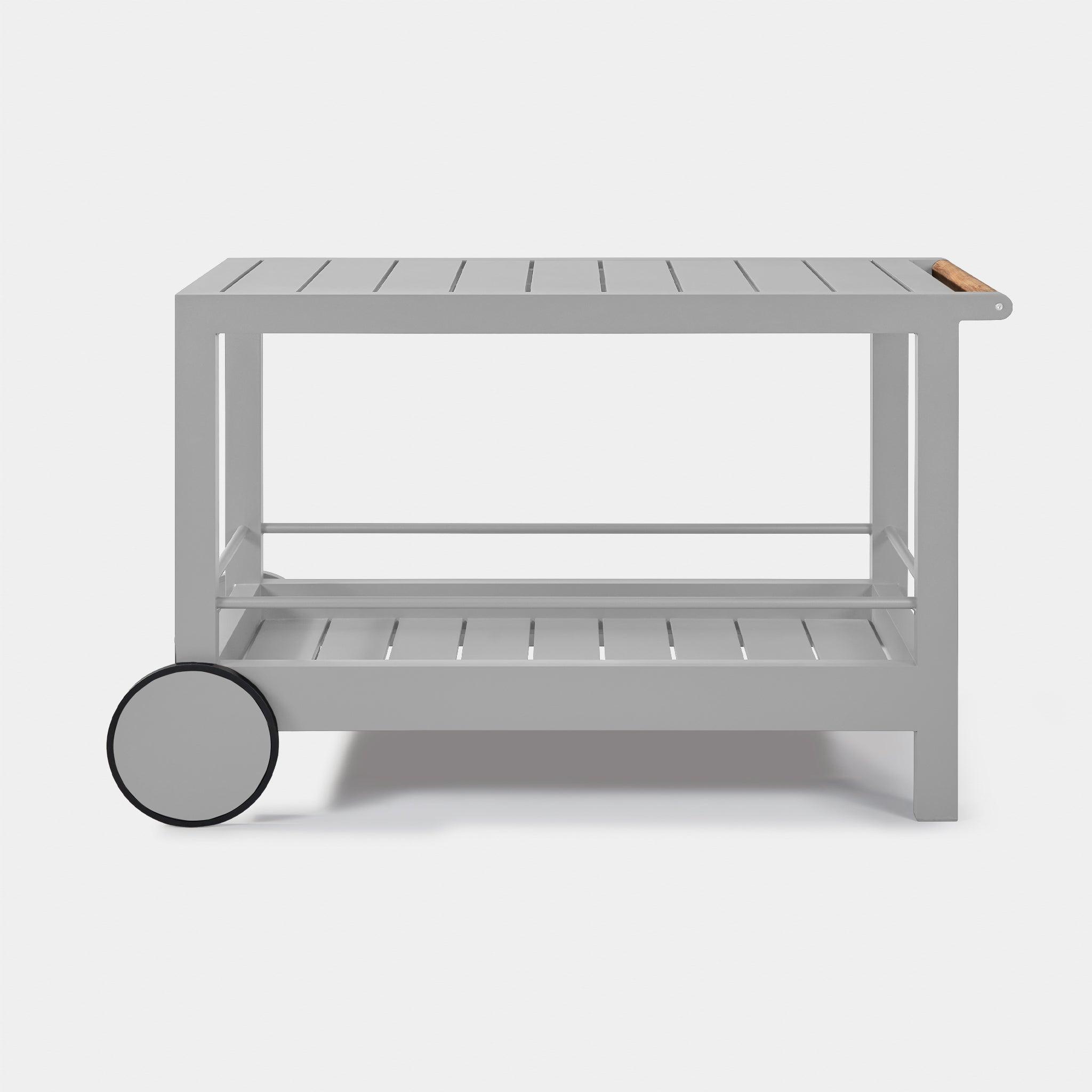 Harbour Tavola Aluminum Slatted Bar Cart - Aluminum White