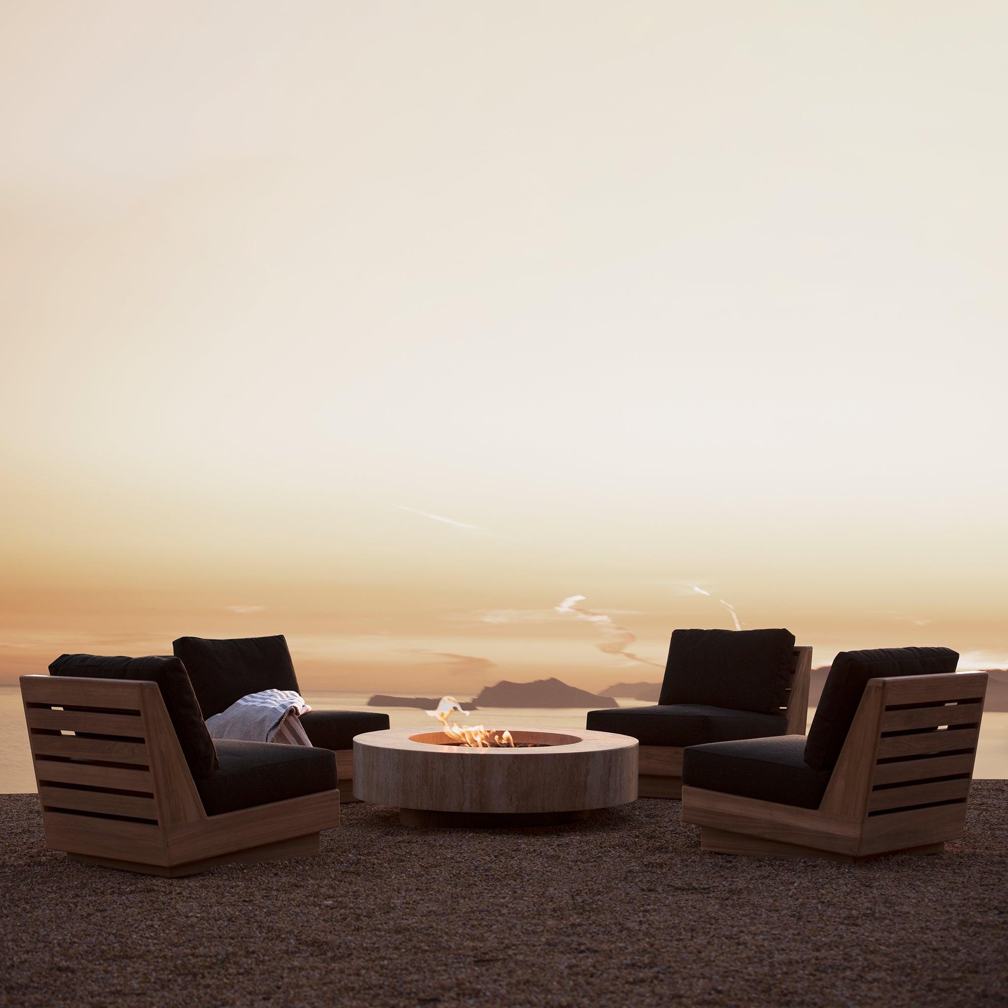 Harbour Tulum Armless Lounge Chair - Teak Natural / Panama Grafito