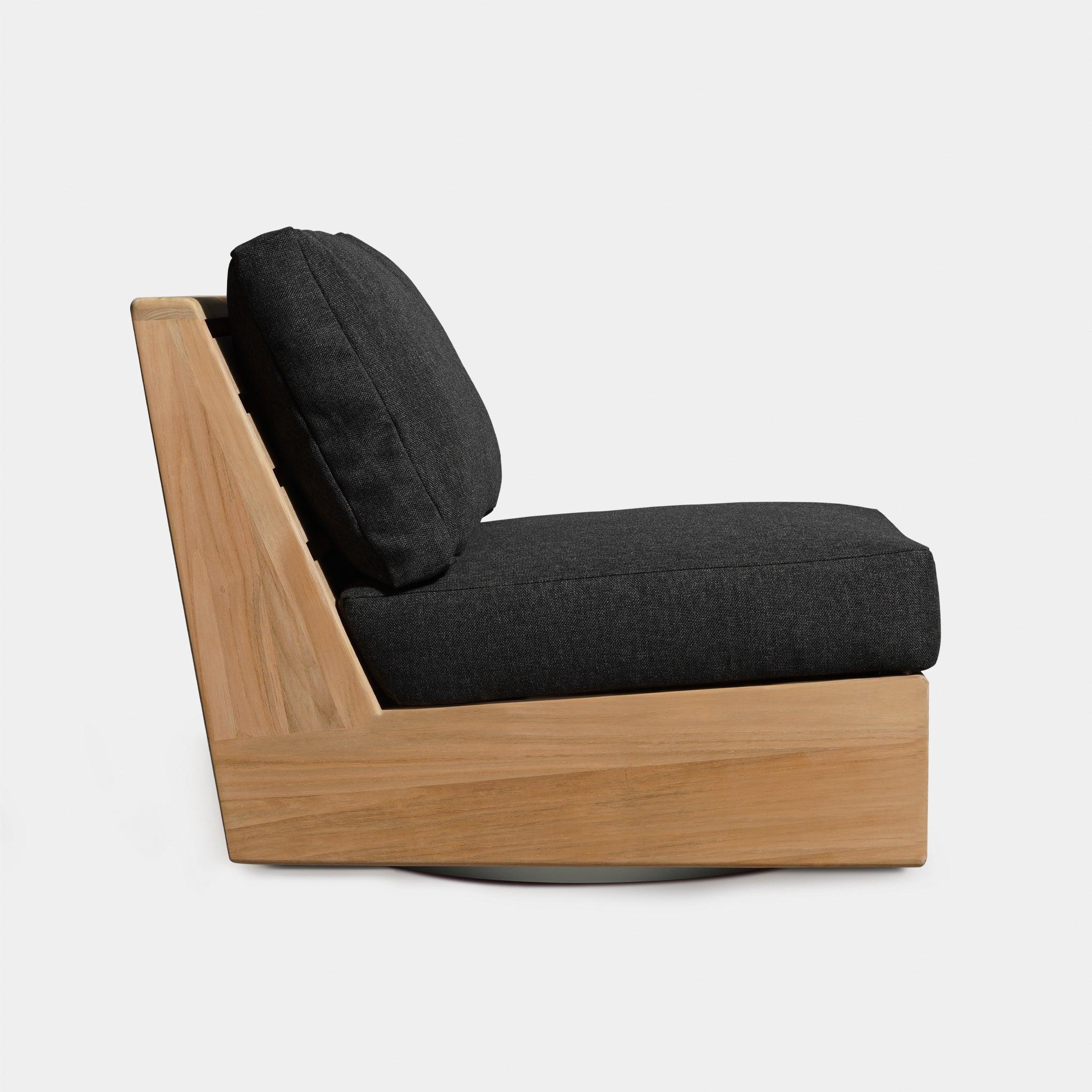 Harbour Tulum Armless Swivel Lounge Chair - Teak Natural, Copacabana Sand