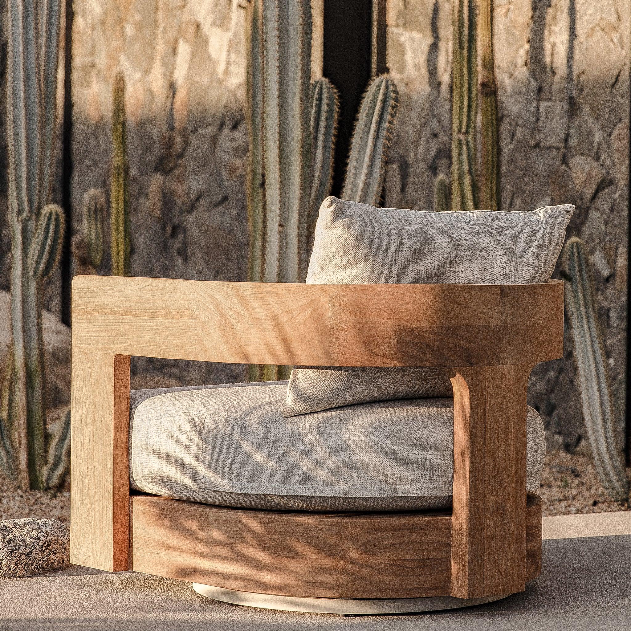 Harbour Victoria Teak Swivel Lounge Chair - Teak Natural / Panama Grafito