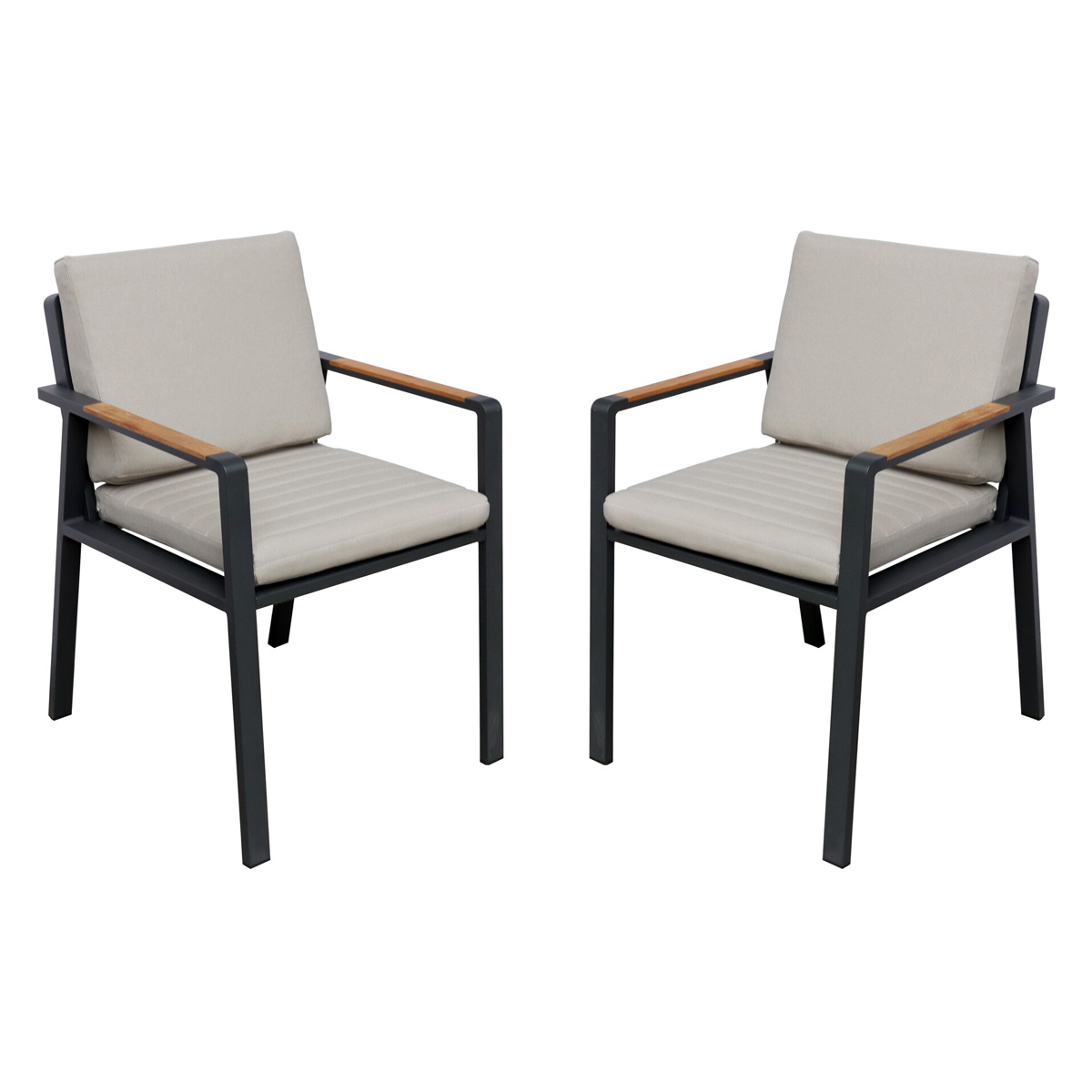 Higold Nofi 2.0 Outdoor Dining Set with Umbrella Hole - Matte Charcoal, Teak/Aluminum