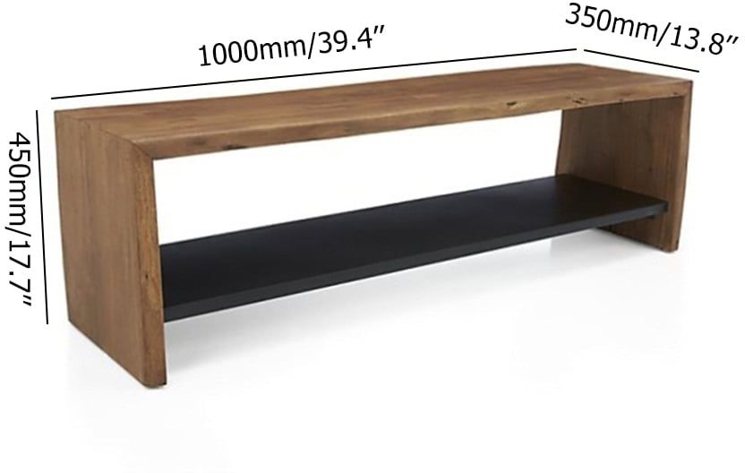 HMR - 39" Rustic Wood Entryway Bench with Shoe Rack