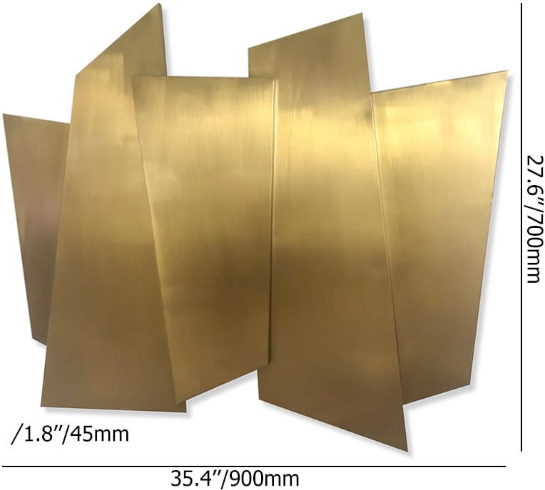 HMR - 35.4" Luxury Irregular Stainless Steel Wall Decor Geometric Art in Gold for Living Room