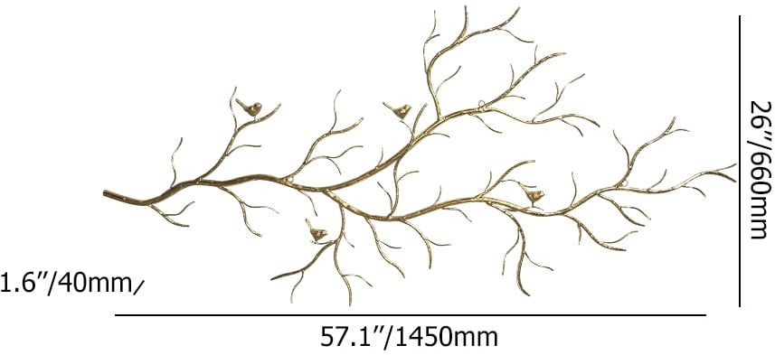HMR - Luxury Creative Metal Branch & Birds Wall Decor Home Art in Gold in Living Room