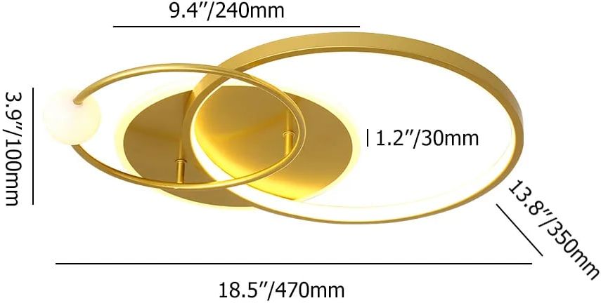 HMR - Gold LED Flush Mount Light Multi-Circle Ceiling Light with Globe