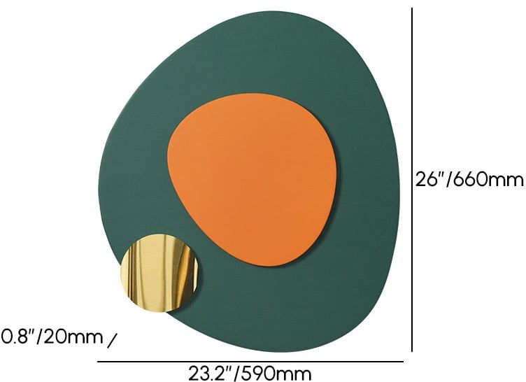 HMR - Artard Irregular Modern Minimalist Overlapping Green & Orange Wall Decor Metal Home Art