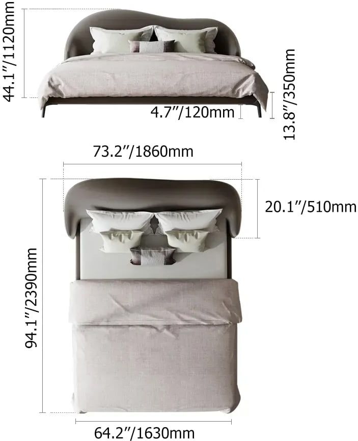 HMR - Queen Size Velvet Upholstered Bed Frame with Low Profile Wingback