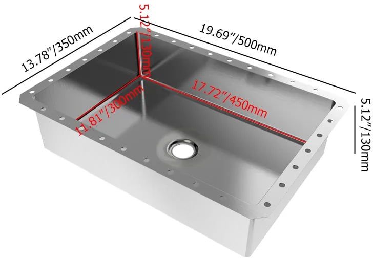 HMR Modern Stainless Steel Rectangular Sink Undermount Bathroom Wash Sink - Brushed Nickel
