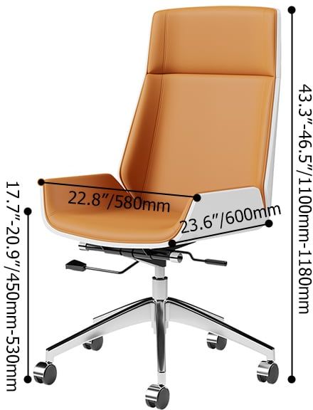HMR Faux Leather Office Chair Desk Chair with Wheels & Adjustable Height - Orange