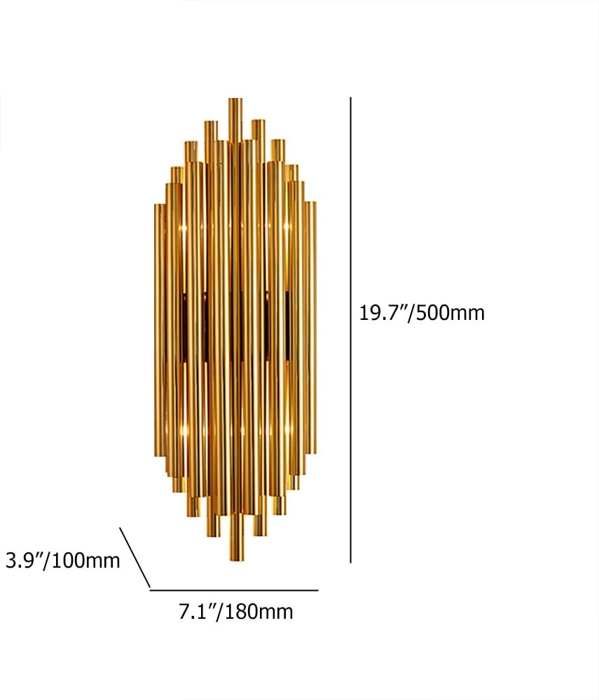 HMR - Glam Fluted Gold Wall Sconce 2-Light Flush Mount Wall Lighting