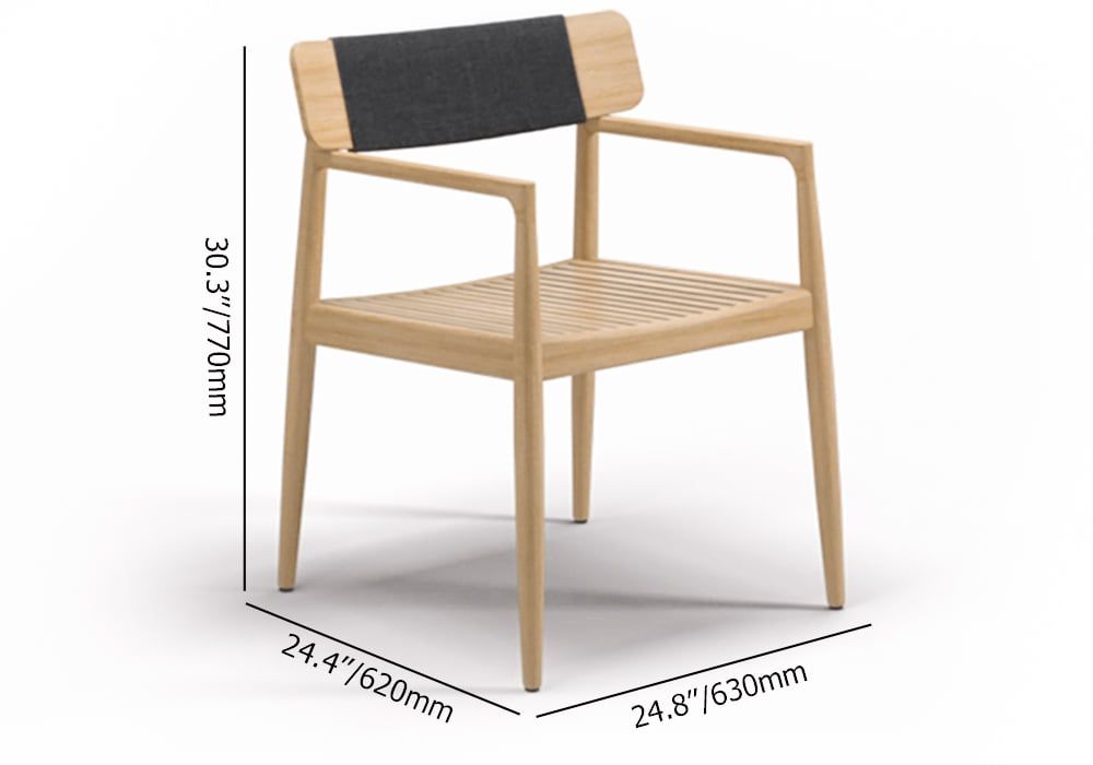 HMR - 7-Pieces Modern Outdoor Dining Set with Wood Table and Chair in Natural
