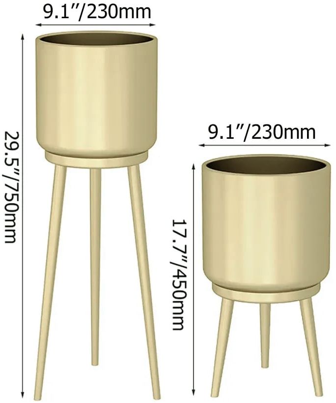 HMR - Nordic Tripod Removable Planter Pot (Set of 2) in Metal