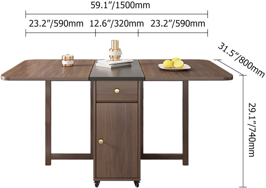 HMR - Dining Set 59.1" Modern Rectangle Folding Wood Dining Table with 4 Chairs