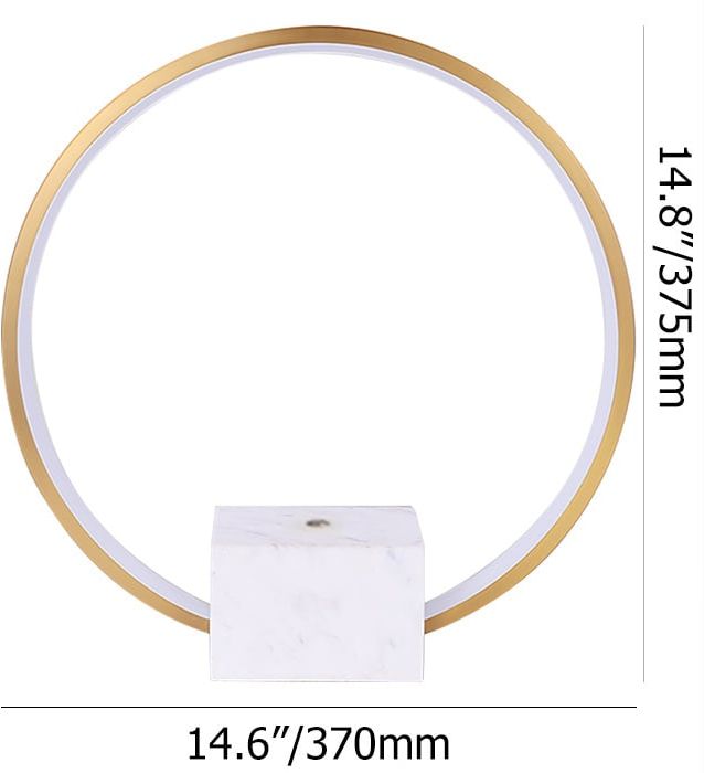 HMR - Modern LED Circle Table Lamp in Gold with White Marble Base