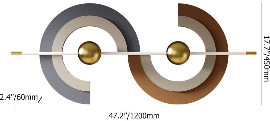 HMR - 47.2" x 17.7" Modern Unique Metal Wall Decor Abstract Wall Art Gray & Gold Living Room