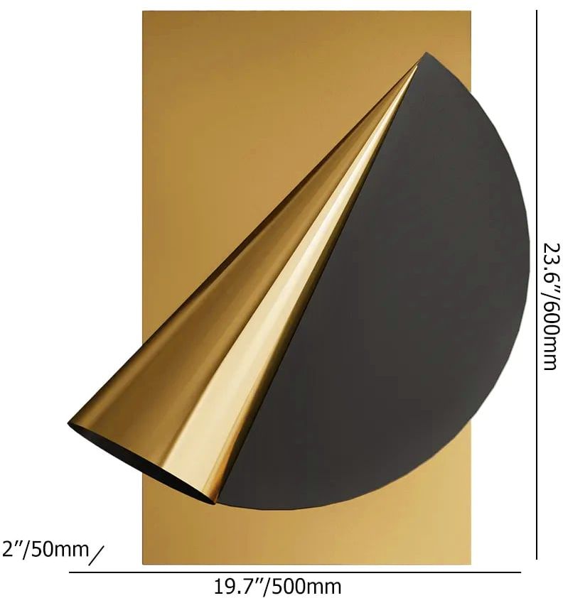 HMR - 23.6" Gold & Black Geometric Metal Wall Decor Background Hand-Forged Art for Living Room