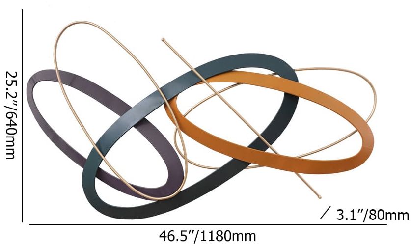 HMR - Modern Geometric Metal Wall Decor Overlapping Creative Wall Art Multi-color Living room