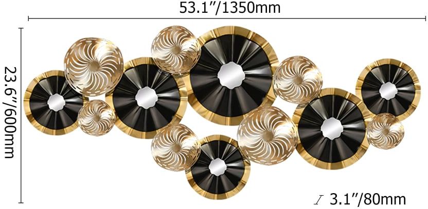 HMR - Creative Luxury Multi-round Metal Wall Decor Home Hanging Art Multi-color Living Room