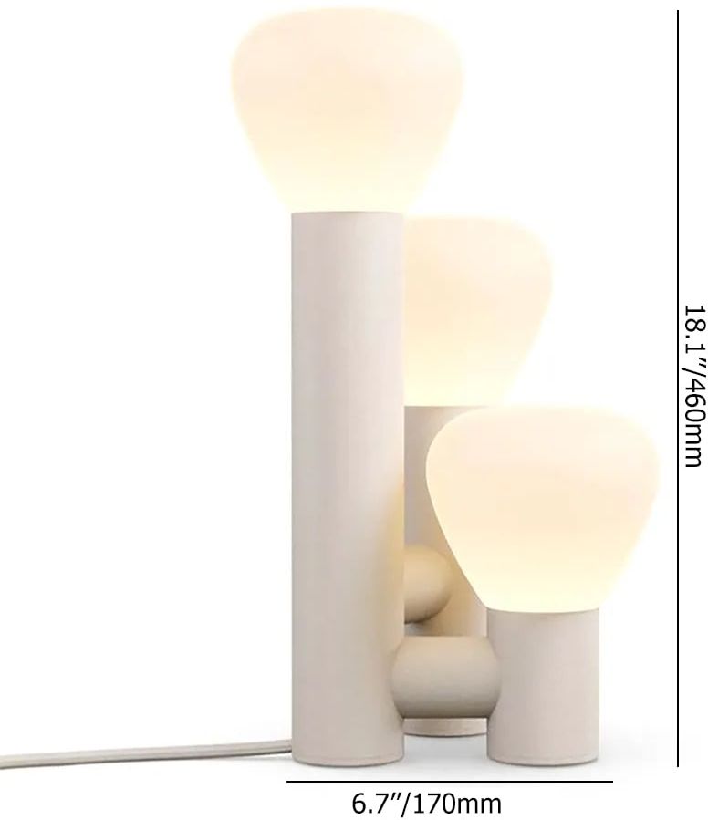 HMR Modern 3-Light Table Lamp Warm Light with On / Off Switch - White