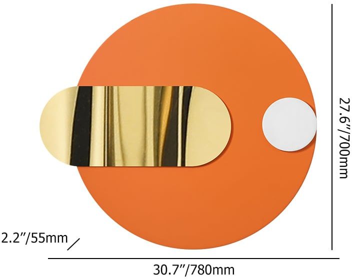 HMR - Modern Geometric Pattern Metal Wall Decor Handmade Wall Accent 30.7"W Orange & Gold