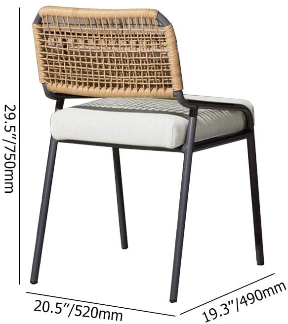 HMR - 9-Pieces Mid Century Modern Outdoor Dining Set Rectangle Table & Aluminum Rattan Chair