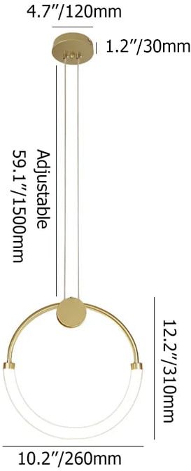 HMR - Modern Minimalist Single Circle Kitchen Island Light in Gold Cool Light