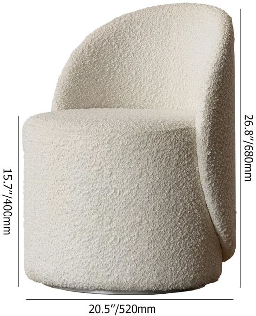 HMR - Boucle Round Back Swivel Vanity Stool Accent Chair