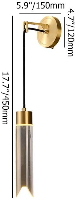 HMR - Minimalist LED Wall Light Armed Crystal Wall Sconce with Cylinder Shade