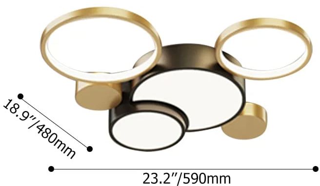 HMR - Geometric Flush Mount LED Ceiling Light in Gold & Black