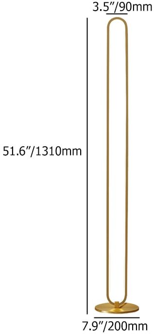 HMR - Modern Linear LED Floor Lamp Gold Metal Base Brass Standing Lamp