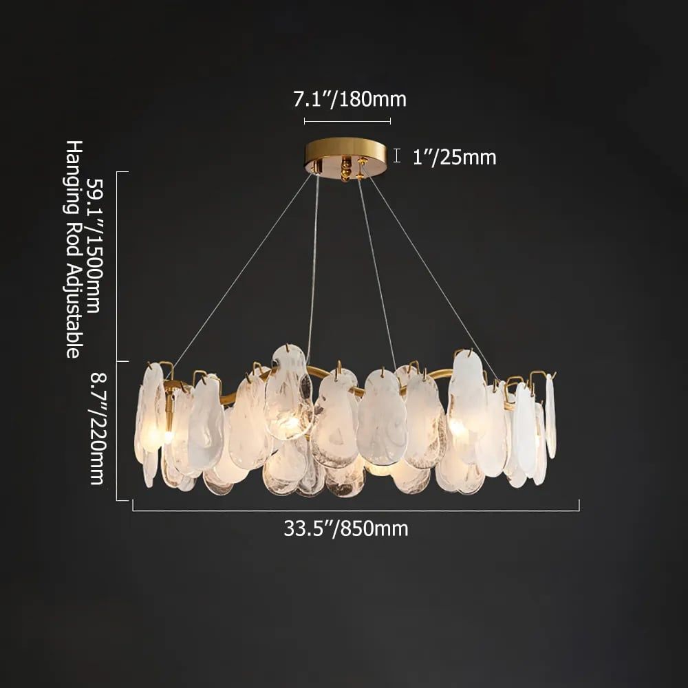 HMR Cloude Modern Tiered Cloud Glass Chandelier with Adjustable Cables - 8-Light