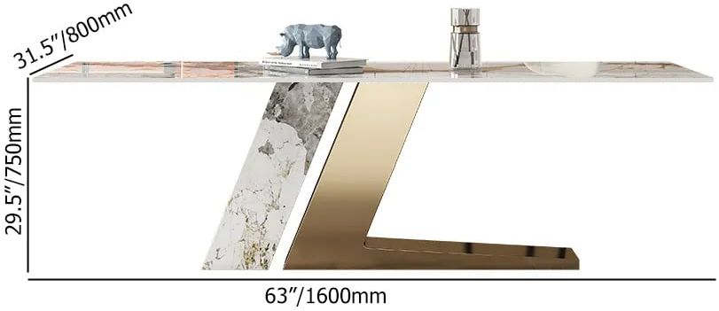 HMR Luxotic Series Modern Rectangle Sintered Stone Top Dining Table - 63" (Seats 4-6 People)