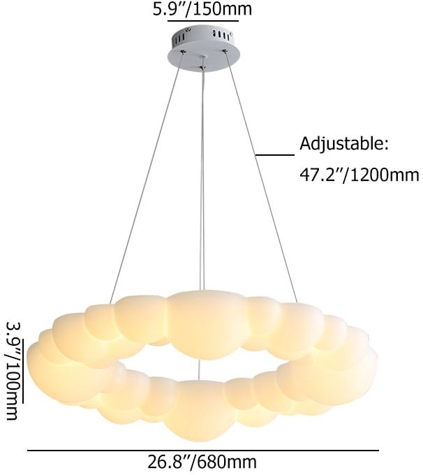 HMR - Modern White LED Chandelier Cloud Bubble Pendant Light