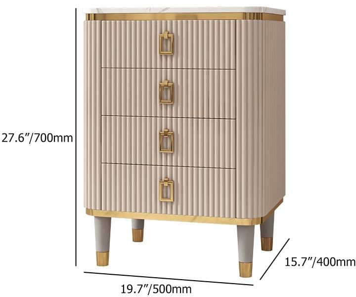 HMR - 4-Drawer Basso-Relievo Chest in Off-White, Medium