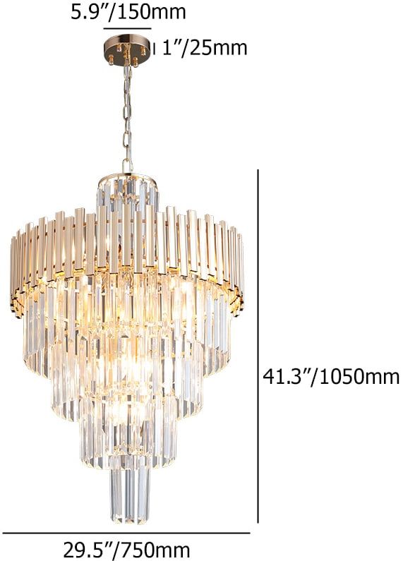 HMR - Tierizo Modern Tapered Tiered Crystal Chandelier 18-Light in Gold