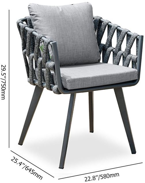 HMR Hand Woven Rope Outdoor Patio Dining Chair with Cushions (Set of 2) - Gray