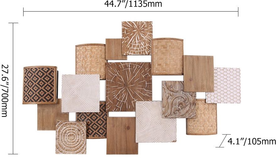 HMR - Japandi Wood Wall Decor Hanging Carved Home Bamboo Wall Art for Living Room