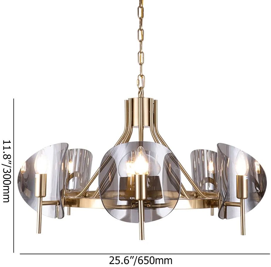HMR - Modern Wagon Wheel 6-Light Chandelier Acrylic and Steel Frame