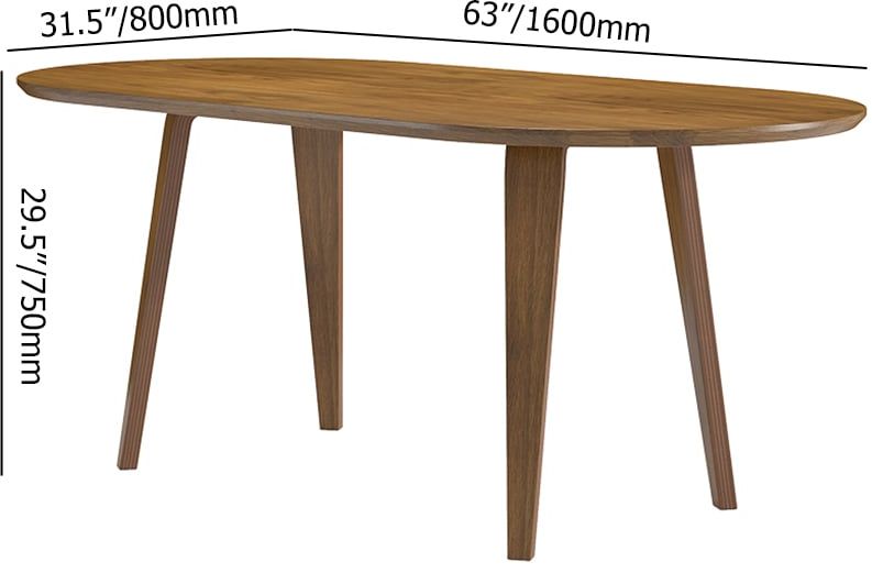 HMR - 63" Mid-Century Modern Oval Wood Dining Table Seats 6 People