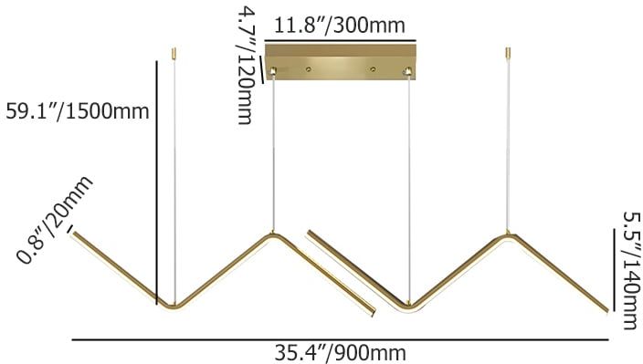 HMR - Minimalist Gold LED Island Light Fixture 2-Light Geometric Kitchen Pendant Light