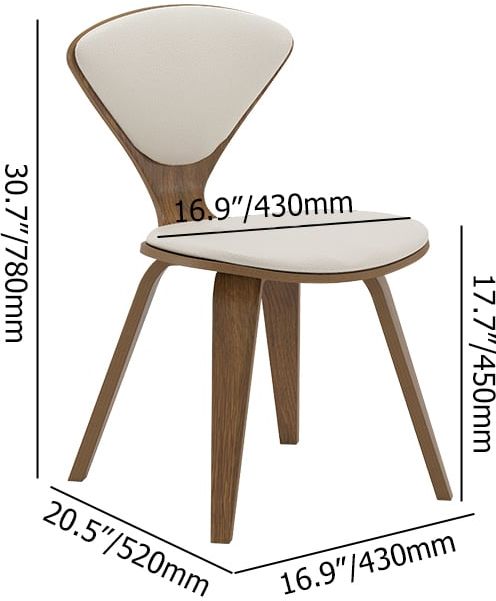 HMR Mid-Century Modern Dining Chairs PU Leather Upholstery Walnut & White - Set of 2
