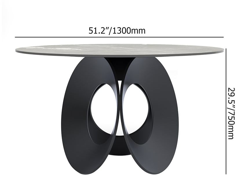 HMR - 51.2" Modern Style Round Sintered Stone Dining Table Seats 4-6 People