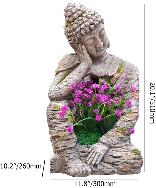 HMR - Outdoor Garden Sleeping Buddha Statue Sculpture Magnesium Oxide Flower Pot Planter Decor