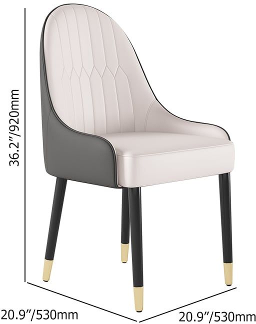 HMR Darg Series Modern PU Leather Upholstery Dining Chairs - White/Gray, Set of 2