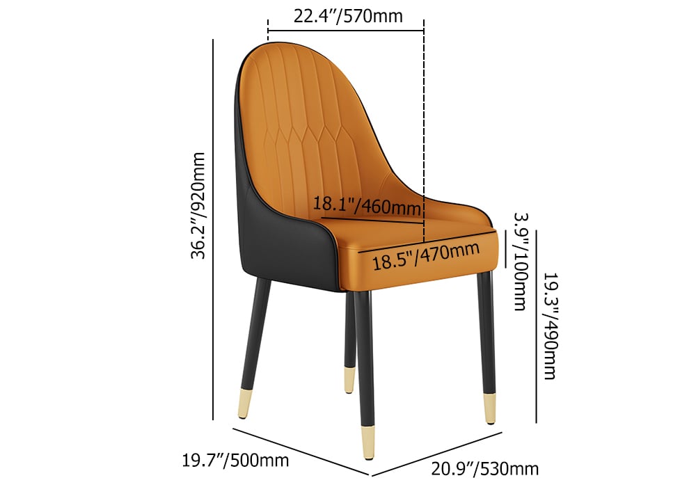 HMR Darg Series Modern PU Leather Upholstery Dining Chairs - Off-White, Set of 2