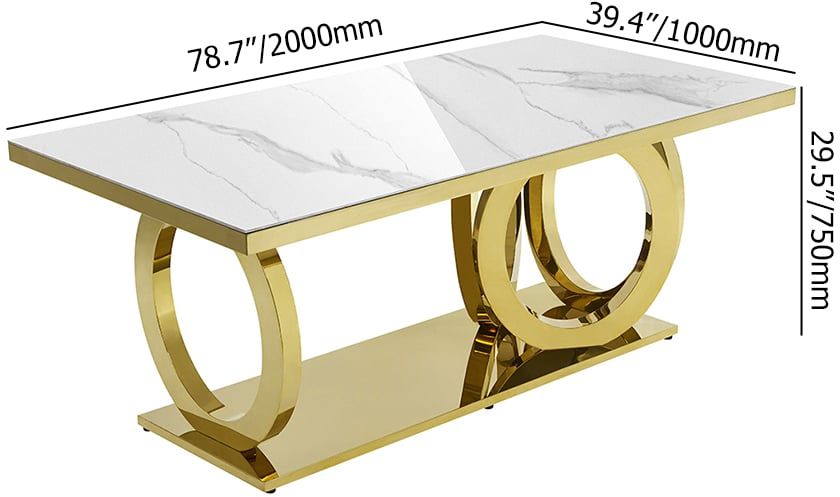 HMR - 78.7" Affordable Luxury Modern Rectangle Sintered Stone Dining Table Seats 6-8 People