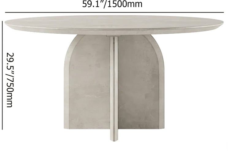 HMR Modern Wood Round Dining Table - Gray, 59.1" (Seats 6-8 People)