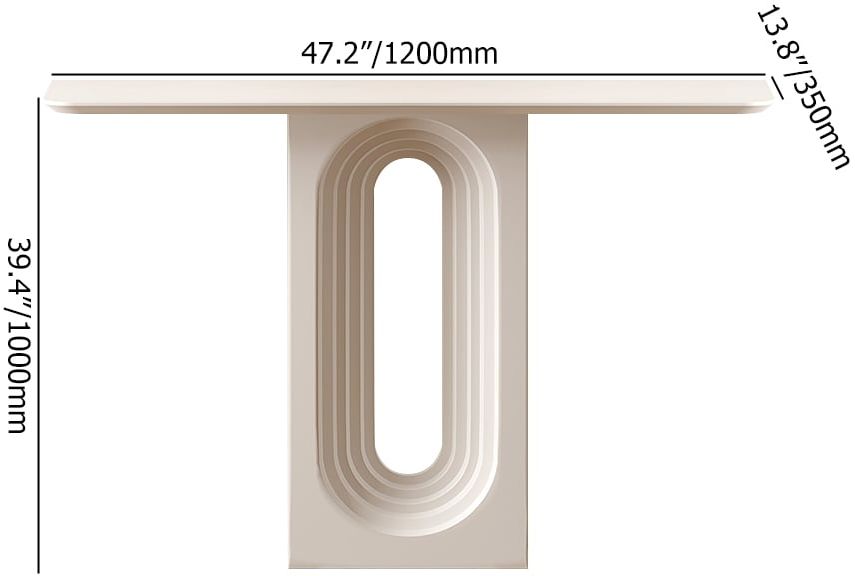 HMR 47" Modern Japandi Narrow Wood Console Table with Geometric Pedestal Entryway Table - White